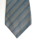 Wide blue silk Wana tie by Karim thick woven silk with diagonal stripes Italian